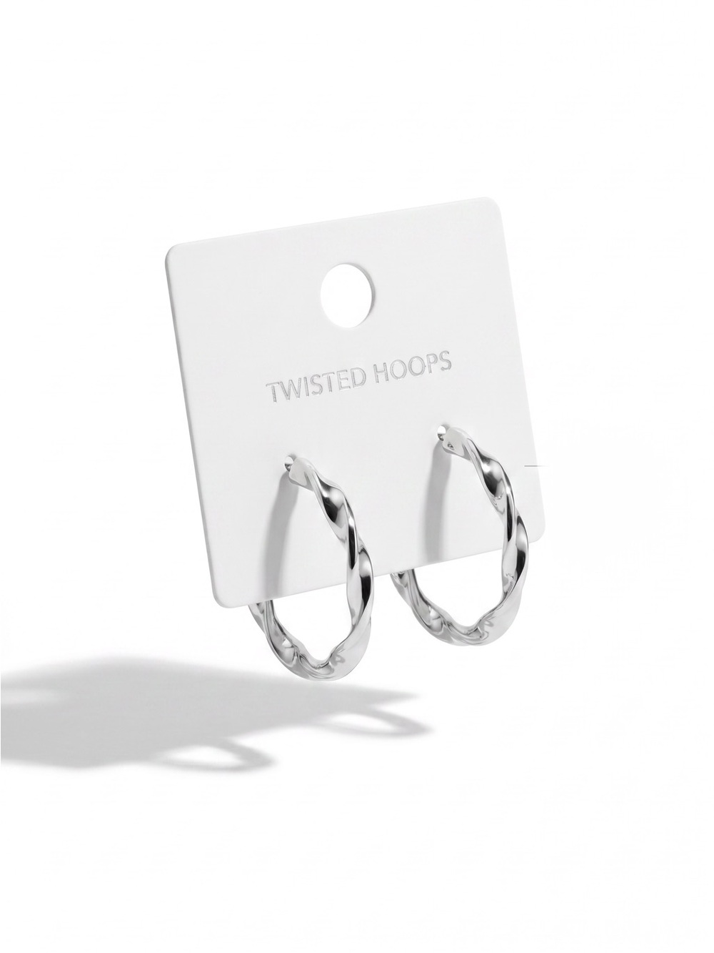 Silver Tone Twisted Hoop Earrings Textured Hoop Earrings NWOT